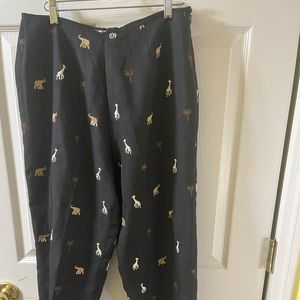 Black Animal Print Women's Pants